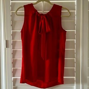 Tommy Hilfiger Red Silk Front Bow Tie Sleeveless Top